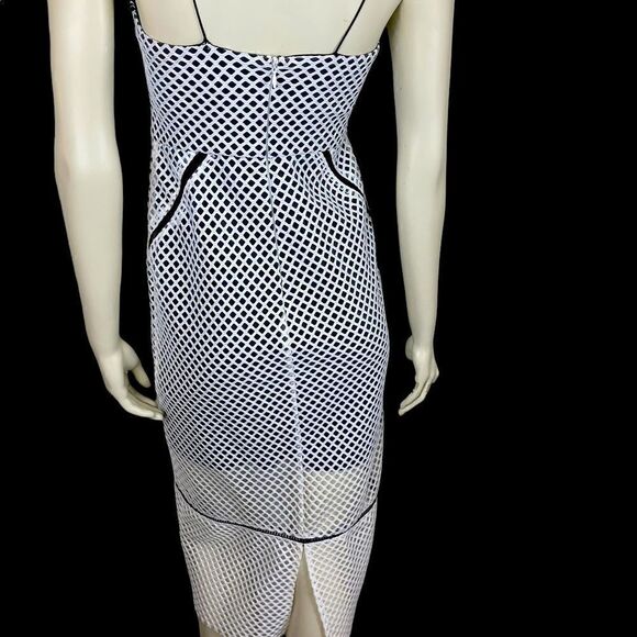 TopShop Black Slip Dress with White Mesh Overlay Size 6 - Picture 2 of 12